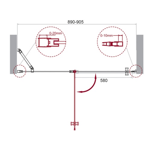 Душевая дверь в нишу BelBagno 90x195, ETNA-B-12-60/30-C-Cr фото 12