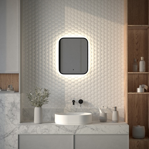 Зеркало DEFESTO AURA DF 2961R с окантовкой и LED-подсветкой 40x50 см., ИК - выключатель, 4500 K фото 2