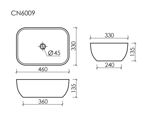 Накладная раковина Ceramicanova ELEMENT CN6009MDH, темный антрацит матовый фото 8