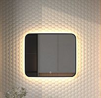 Зеркалоь DEFESTO AURA DF 2976SH с окантовкой и LED-подсветкой 70x60 см., сенсорный выключатель, 3000 K