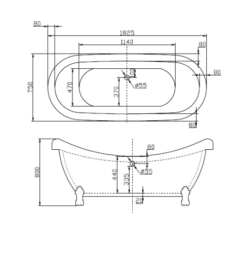 Акриловая ванна BelBagno BB05, 182,5x75 без опоры фото 3