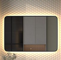 Зеркало DEFESTO AURA DF 2980SH с окантовкой и LED-подсветкой 120x80 см., сенсорный выключатель, 3000 K