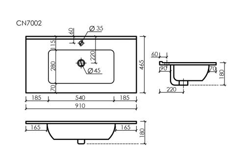 Раковина накладная мебельная Ceramicanova Element CN7002MB, черный матовый фото 4