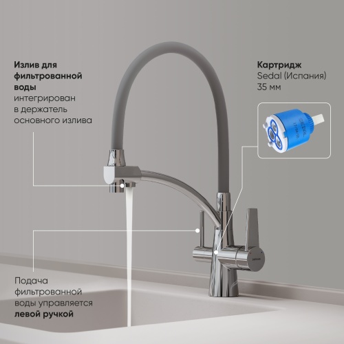 Смеситель для кухни Sancos Eri SC4001CH, хром фото 3