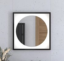 Зеркало DEFESTO ECLIPSE DF 2221 в багетной раме с LED-подсветкой 60x60 см., черная рама, без выключателя, 4500 K