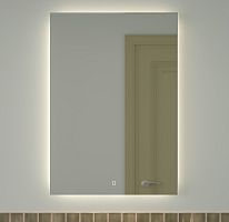 Зеркало DEFESTO GLOW DF 2509S с фацетом и LED-подсветкой 70x100 см., сенсорный выключатель, 4500 K