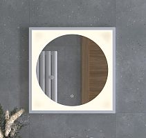 Зеркало DEFESTO ECLIPSE DF 2236S в багетной раме с LED-подсветкой 60x60 см., сенсорный выключатель, белая рама, 3000 K