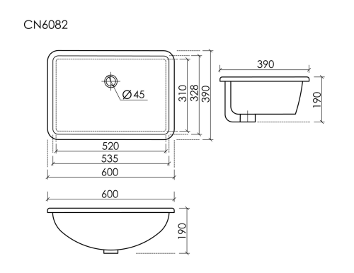 Раковина встраиваемая снизу Ceramicanova Era CN6082, белый глянец фото 6