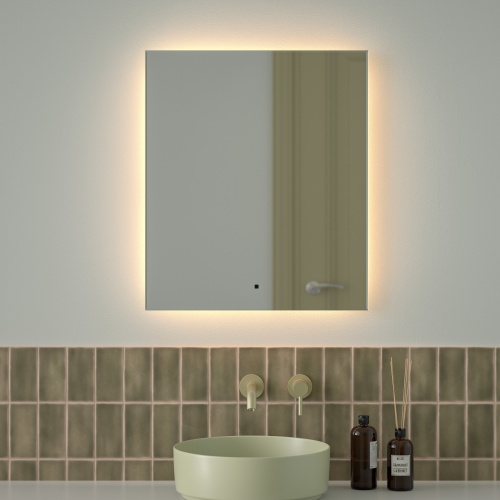 Зеркало DEFESTO GLOW DF 2516R с фацетом и LED-подсветкой 60x70 см., ИК - выключатель, 3000 K фото 2
