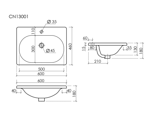 Раковина накладная мебельная Ceramicanova Sabo CN13001, белый глянец фото 4