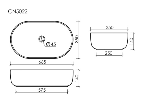 Накладная раковина Ceramicanova ELEMENT CN5022, белый глянец фото 9