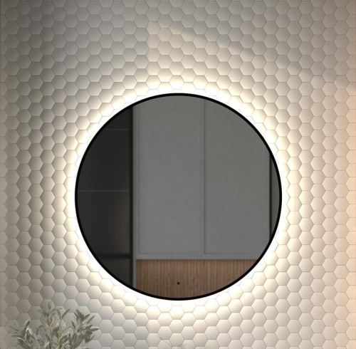 Зеркало DEFESTO AURA DF 2985R с окантовкой и LED-подсветкой Ø80 см., ИК - выключатель, 4500 K