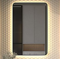 Зеркало DEFESTO AURA DF 2980 с окантовкой и LED-подсветкой 80x120 см., без выключателя, 3000 K