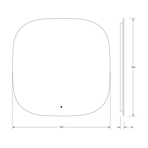Зеркало DEFESTO OPTI DF 2860R с LED-подсветкой 70x70 см., ИК - выключатель, 3000 K фото 5