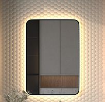 Зеркало DEFESTO AURA DF 2979R с окантовкой и LED-подсветкой 70x100 см., ИК - выключатель, 3000 K