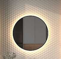 Зеркало DEFESTO AURA DF 2995R с окантовкой и LED-подсветкой Ø80 см., ИК - выключатель, 3000 K
