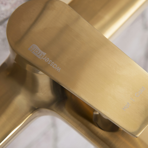 Смеситель для ванны и душа WasserKRAFT Aisch 5501, PVD-покрытие "матовое золото" фото 5