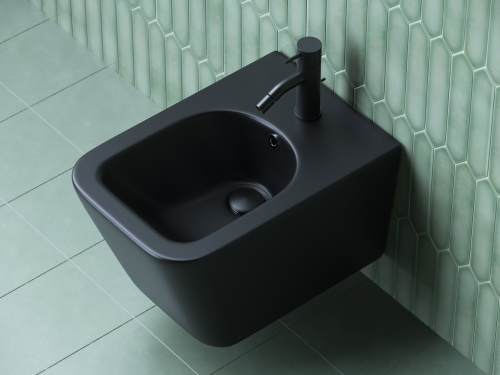 Биде подвесной Ceramicanova Metric CN3008MB черное матовое, с донным клапаном фото 9