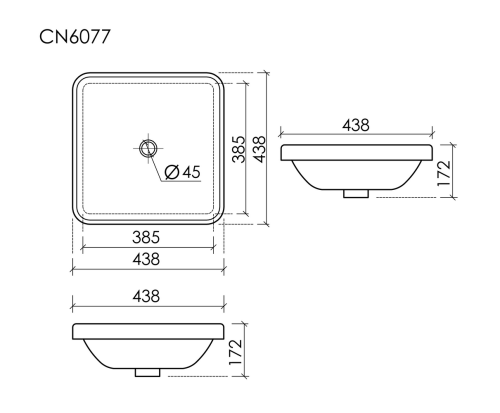 Раковина встраиваемая сверху Ceramicanova Element CN6077, белый глянец фото 7