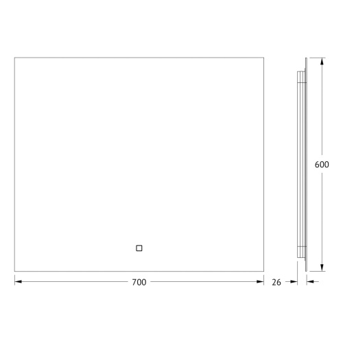 Зеркало DEFESTO GLOW DF 2516SH с фацетом и LED-подсветкой 70x60 см., сенсорный выключатель, 3000 K фото 4