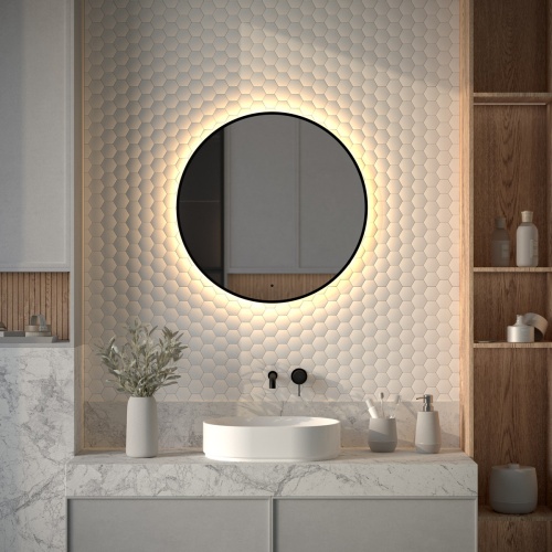 Зеркало DEFESTO AURA DF 2994R с окантовкой и LED-подсветкой Ø70 см., ИК - выключатель, 3000 K фото 2