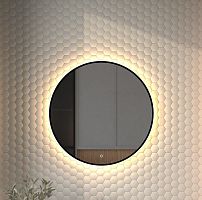 Зеркало DEFESTO AURA DF 2994S с окантовкой и LED-подсветкой Ø70 см., сенсорный выключатель, 3000 K