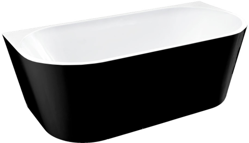 Ванна акриловая Vincea VBT-421-1700MB, 1700*800*580, цвет черный матовый/белый матовый, щелевой перелив, слив белый фото 2