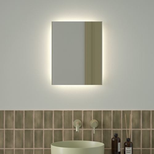 Зеркало DEFESTO GLOW DF 2501 с фацетом и LED-подсветкой 40x50 см., без выключателя, 4500 K фото 2