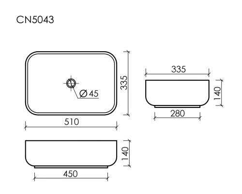 Накладная раковина Ceramicanova ELEMENT CN5043, белый глянец фото 7