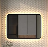 Зеркало DEFESTO AURA DF 2979RH с окантовкой и LED-подсветкой 100x70 см., ИК - выключатель, 3000 K
