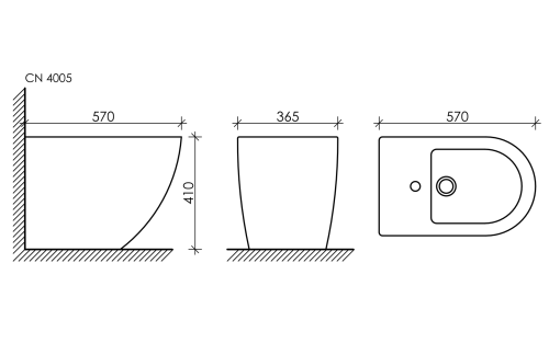Биде напольное Ceramicanova Metropol CN4005MB,  черное матовое фото 7