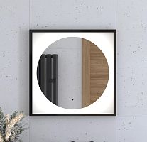Зеркало DEFESTO ECLIPSE DF 2221R в багетной раме с LED-подсветкой 60x60 см., ИК - выключатель черная рама, 4500 K