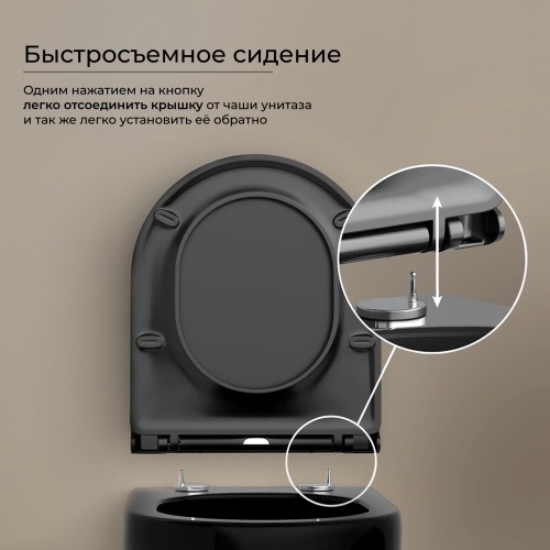 Подвесной унитаз Ceramicanova UP CN4007MB с крышкой-сидением,черный матовый фото 4