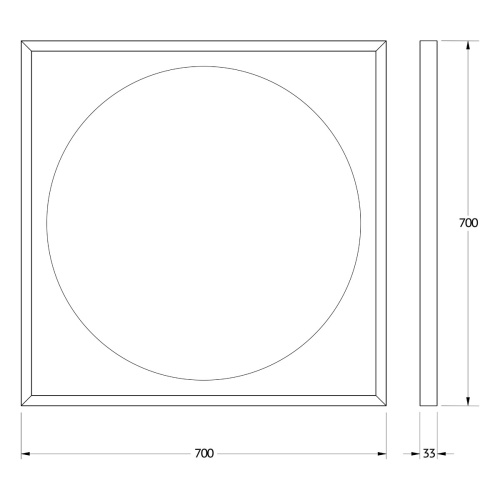 Зеркало DEFESTO ECLIPSE DF 2222 в багетной раме с LED-подсветкой 70x70 см., черная рама, без выключателя, 4500 K фото 5