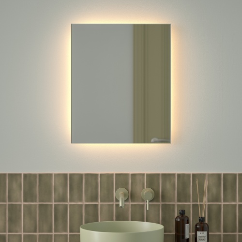 Зеркало DEFESTO GLOW DF 2513 с фацетом и LED-подсветкой 50x60 см., без выключателя, 3000 K фото 2