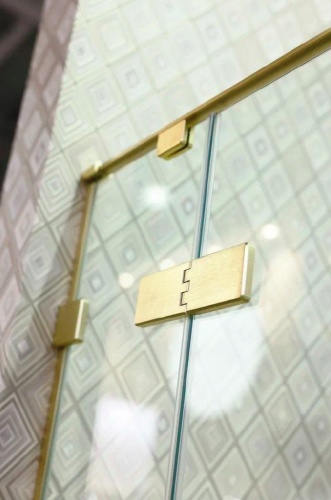 Душевая дверь в нишу Cezares 100x196,8 BELLAGIO-B-12-100-C-BORO, стекло прозрачное, профиль брашированное золото фото 6