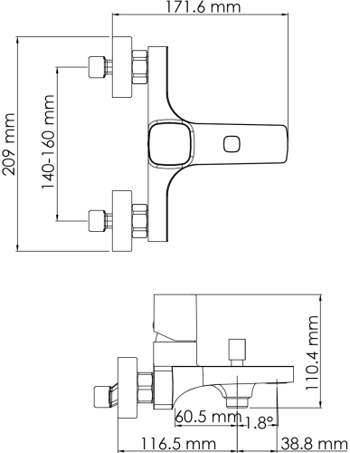 Смеситель для ванны с душем WasserKRAFT Naab 8601, С ВНУТРЕННЕЙ ЧАСТЬЮ, Хром фото 3