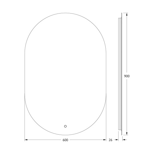 Зеркало DEFESTO OPTI DF 2905S с LED-подсветкой 60x90 см., сенсорный выключатель, 4500 K фото 5