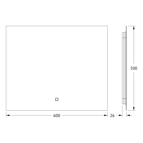 Зеркало DEFESTO GLOW DF 2513SH с фацетом и LED-подсветкой 60x50 см., сенсорный выключатель, 3000 K фото 4