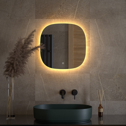 Зеркало DEFESTO OPTI DF 2858S с LED-подсветкой 50x50 см., сенсорный выключатель, 3000 K фото 2
