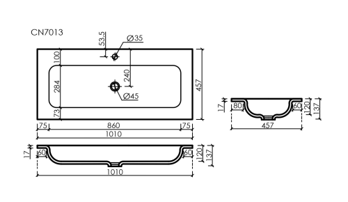 Раковина накладная мебельная Ceramicanova Grace CN7013MB, черный матовый фото 3