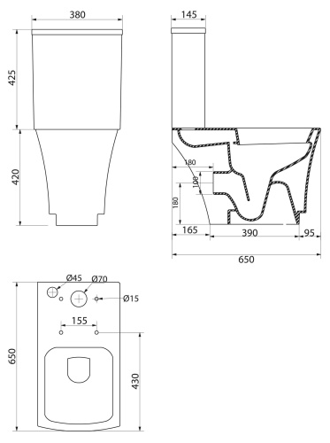 Чаша для унитаза-компакта BelBagno REGINA BB104CP фото 2