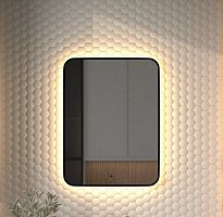 Зеркало DEFESTO AURA DF 2977R с окантовкой и LED-подсветкой 60x80 см., ИК - выключатель, 3000 K
