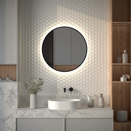 Зеркало DEFESTO AURA DF 2984R с окантовкой и LED-подсветкой Ø70 см., ИК - выключатель, 4500 K фото 2