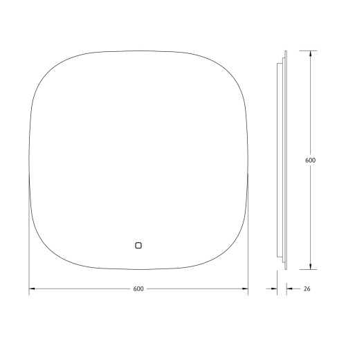 Зеркало DEFESTO OPTI DF 2859S с LED-подсветкой 60x60 см., сенсорный выключатель, 3000 K фото 5
