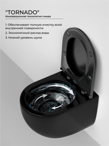 Подвесной унитаз Ceramicanova Ulma CN4006TMB с крышкой-сидением, черный матовый фото 4