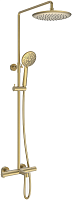 Душевая стойка Vincea Desire VSFS-1D1TBG термостатическая с изливом, 25см верх душ, брашированное золото