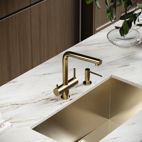 Смеситель для кухни Sancos Spin SC4015BG, брашированное золото фото 2