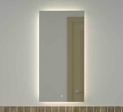 Зеркало DEFESTO GLOW DF 2505S с фацетом и LED-подсветкой 50x100 см., сенсорный выключатель, 4500 K