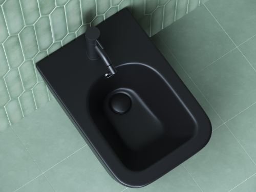 Биде подвесной Ceramicanova Metric CN3008MB черное матовое, с донным клапаном фото 3